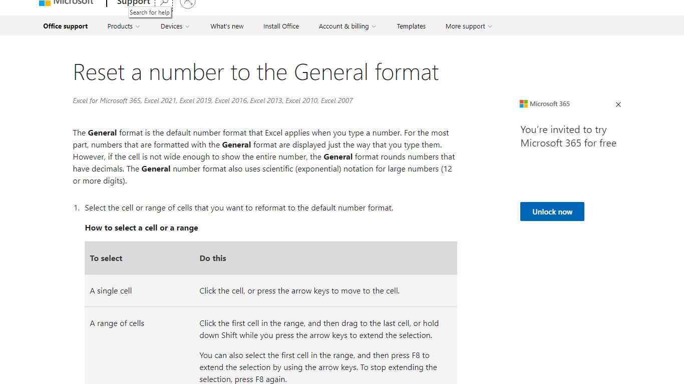 Reset a number to the General format - support.microsoft.com